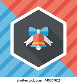 Christmas bell flat icon with long shadow,eps10