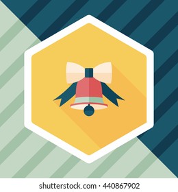 Christmas bell flat icon with long shadow,eps10