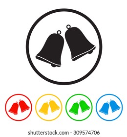 Christmas bell. Flat icon on light background in color variation
