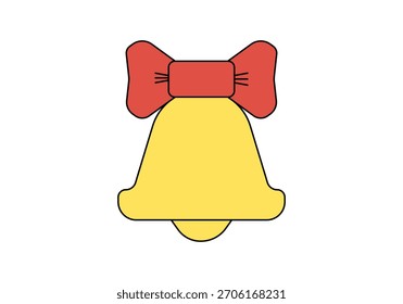 Christmas bell, flat vector illustration.