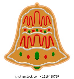 Christmas bell gingerbread cookie. Vector illustration design