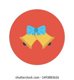 christmas bell glyph flat vector icon 