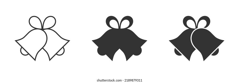 Christmas bell icon. Bells with ribbon bow. Simple design. Vector illustration.