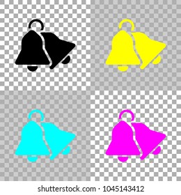 christmas bell icon. Colored set of cmyk icons on transparent background