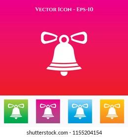 Christmas Bell Icon in Colored Square box. eps-10