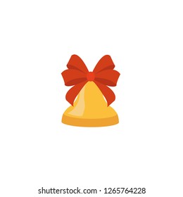 Christmas bell icon. Christmas decoration icon. Bell with red ribbon.