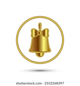 Christmas bell icon design in gold color style