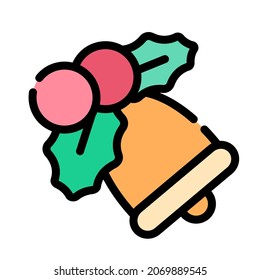 Icono de la Campana de Navidad. Ilustración vectorial de línea plana