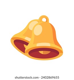 Christmas bell icon in gold glitter texture. Sparkle luxury style vector illustration.