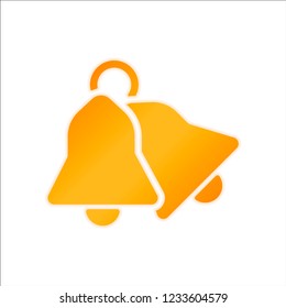christmas bell icon. Orange sign with low light on white background