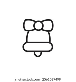 Christmas Bell Icon, outline icon, black and white vector