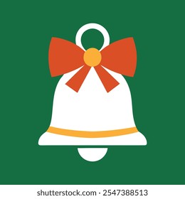 Christmas bell icon and red ribbon vector design