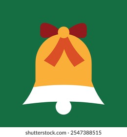 Christmas bell icon and red ribbon vector design