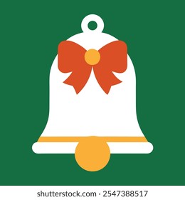 Christmas bell icon and red ribbon vector design