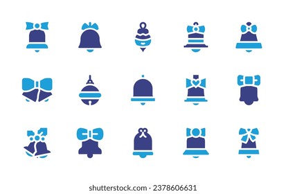 Christmas bell icon set. Duotone color. Vector illustration. Containing bauble, christmas bell, bell, sleigh, wedding, bells, packard bell. 