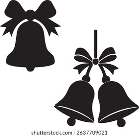 Christmas bell icon vector black and white