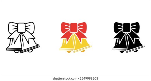 Christmas bell icon vector. Christmas decoration Bell. Jingle bells, holiday decorations. Christmas decoration vector. Usable for Christmas cards, gift tags, festive posters, and digital designs