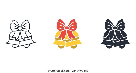 Christmas Bell Icon Vector. Festive Holiday Design. Santa claus Bell vector, Holiday Symbols for Cards. Seasonal Artwork. Jingle Bell Illustration. Christmas Decoration Icons vector illustration