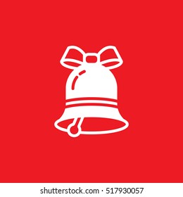 Christmas Bell icon vector, filled flat sign, solid pictogram isolated on red, logo illustration