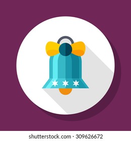 Christmas bell icon, vector illustration. Flat design style with long shadow,eps10