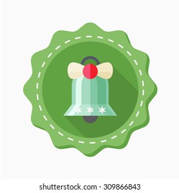 Christmas bell icon, vector illustration. Flat design style with long shadow,eps10