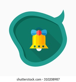 Christmas bell icon, vector illustration. Flat design style with long shadow,eps10