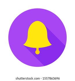 Christmas bell icon. Vector image flat design with long shadow. Christmas and New Year sign concept.