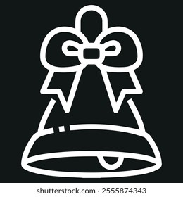 Christmas bell icon vector isolated on a black background.