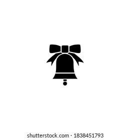 Christmas bell icon. Winter icon. Simple, flat, black, glyph.