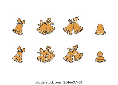 Christmas bell icon.Christmas bell decoration with ribbon decoration.Holiday celebration decoration. Vector.