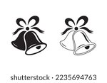 Christmas bell icons, happy new year symbols. Isolated vector icons, sign, emblem, pictogram. Flat style for graphic and web design, logo. Eps10