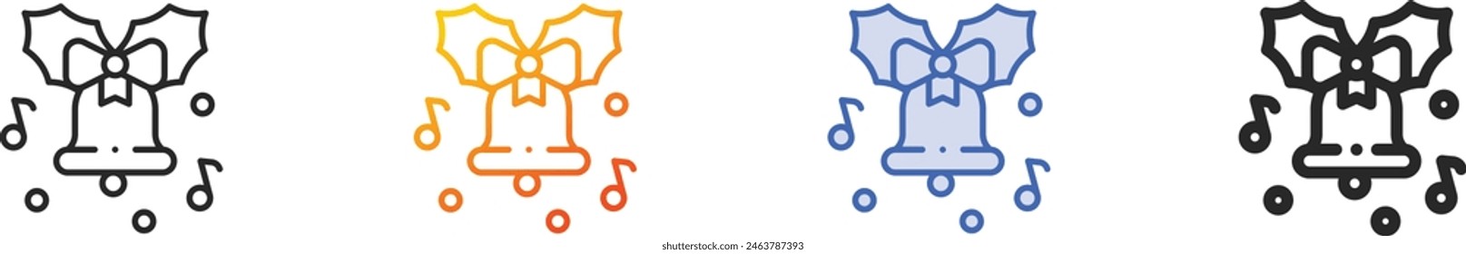 christmas bell icon.Thin Linear, Gradient, Blue Stroke and bold Style Design Isolated On White Background