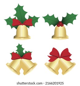 Christmas bell illustration set. Vector illustration on white background.