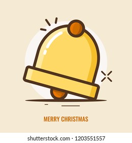 Christmas bell illustration. Vector icon. Linear style.