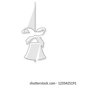 Christmas bell isolated line drawing, vector illustration design. Christmas collection.