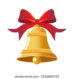 Christmas bell isolated on a white background. Winter and New Year's design concept.  Vector illustration. It can be used in web design, social media, and advertising.