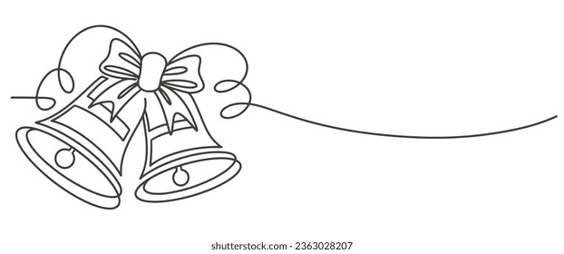 Christmas bell line art style vector illustration