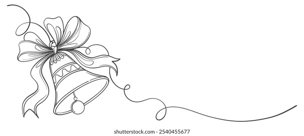 Christmas bell line art style vector illustration