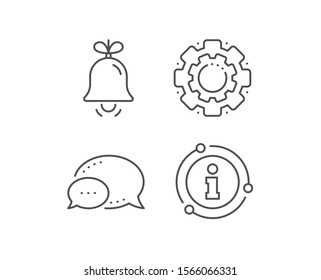 Christmas bell line icon. Chat bubble, info sign elements. New year tree decoration sign. Linear bell outline icon. Information bubble. Vector