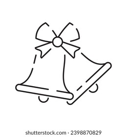 Christmas bell line icon. linear style sign for mobile concept and web design. Jingle bell outline vector icon. Symbol, logo illustration. Vector graphics