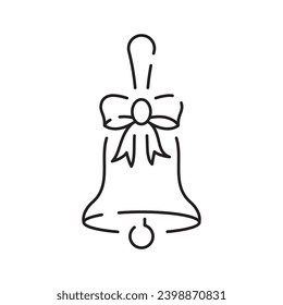 Christmas bell line icon. linear style sign for mobile concept and web design. Jingle bell outline vector icon. Symbol, logo illustration. Vector graphics