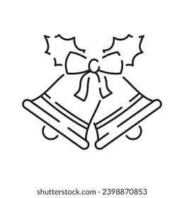 Christmas bell line icon. linear style sign for mobile concept and web design. Jingle bell outline vector icon. Symbol, logo illustration. Vector graphics