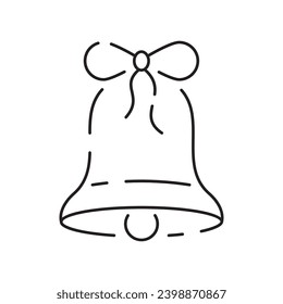 Christmas bell line icon. linear style sign for mobile concept and web design. Jingle bell outline vector icon. Symbol, logo illustration. Vector graphics