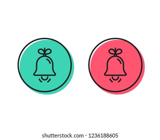 Christmas bell line icon. New year tree decoration sign. Positive and negative circle buttons concept. Good or bad symbols. Bell Vector