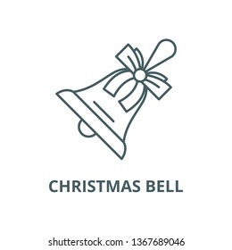 Christmas bell line icon, vector. Christmas bell outline sign, concept symbol, flat illustration