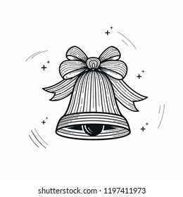 christmas bell line on white background