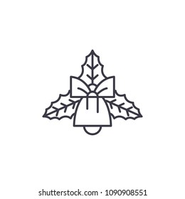 Christmas bell linear icon concept. Christmas bell line vector sign, symbol, illustration.