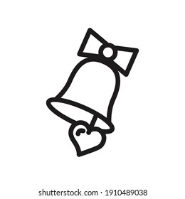 christmas bell with love valentines icon vector illustration isolated on white