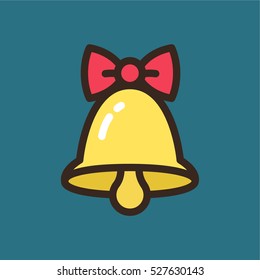 Christmas Bell Minimal Color Flat Line Stroke Icon Pictogram Symbol Illustration
