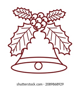 christmas bell mistletoe icon linear
